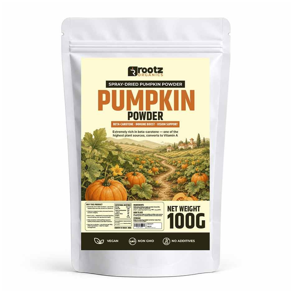 Pumpkin Powder - Spray-Dried · 100g | Beta-Carotene | Vitamin A | Immune Boost | Rootz Organics UAE