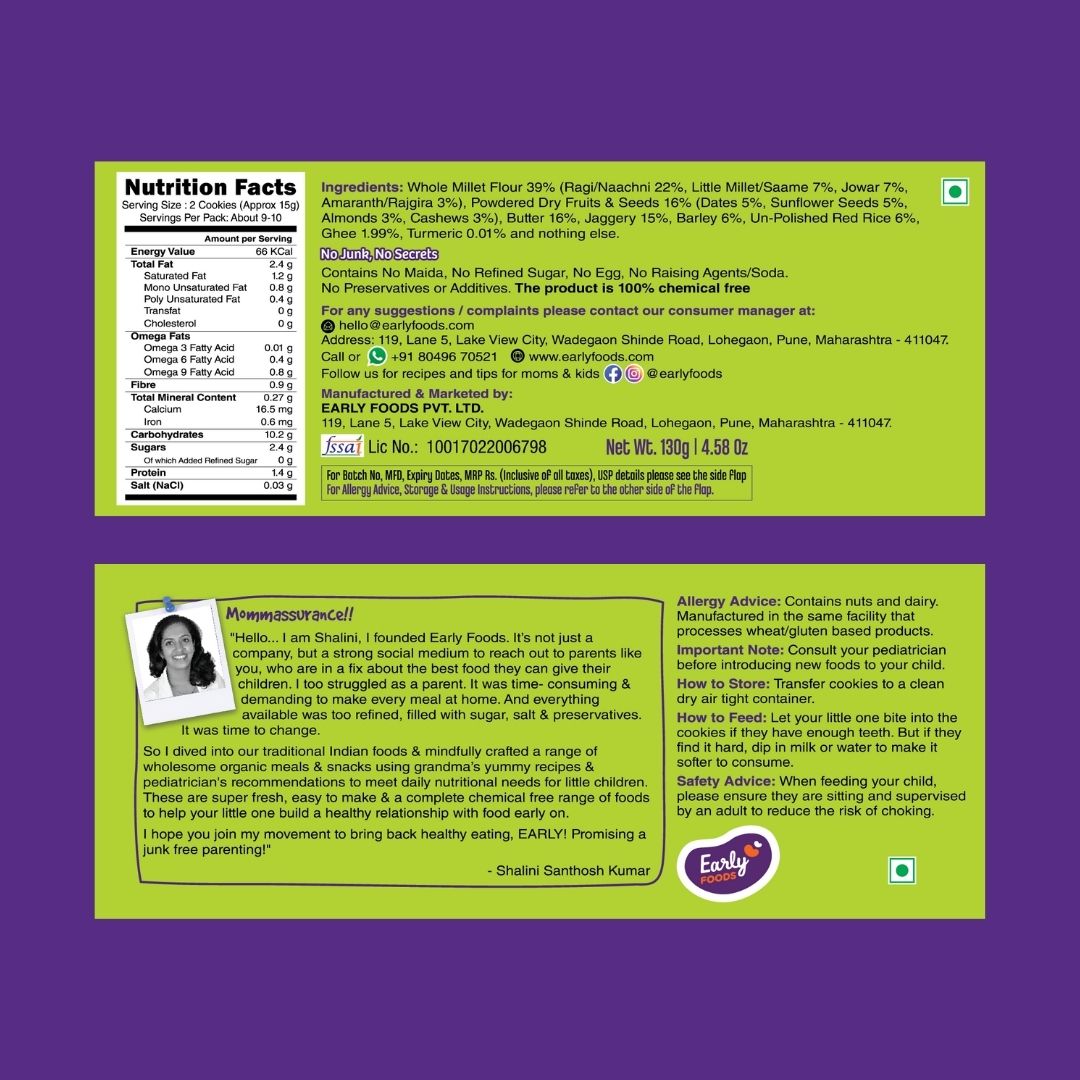 Early Foods--Ragi & Amaranth Jaggery Cookies 150g