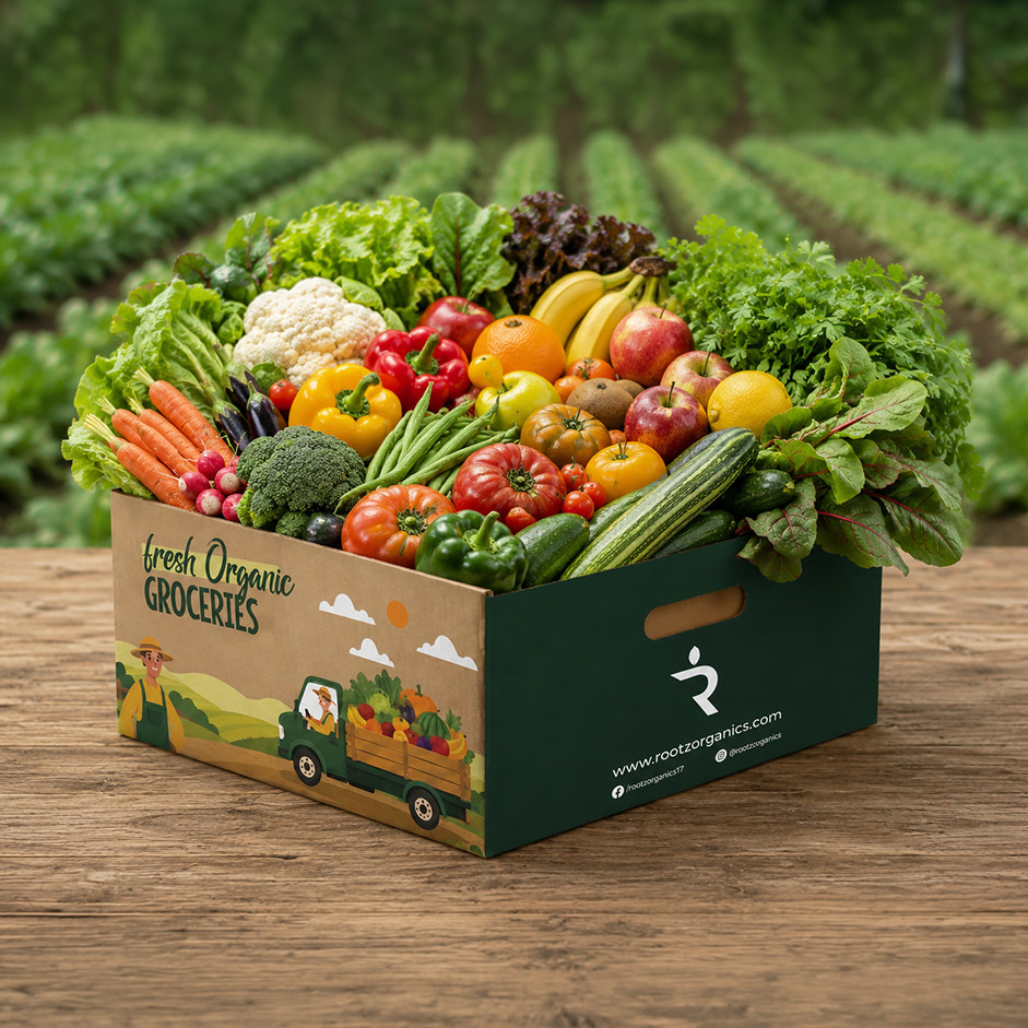 Rootz Organics Organic Fresh Fruit & Vegetable Mixed Box | Seasonal Farm Fresh Produce | UAE