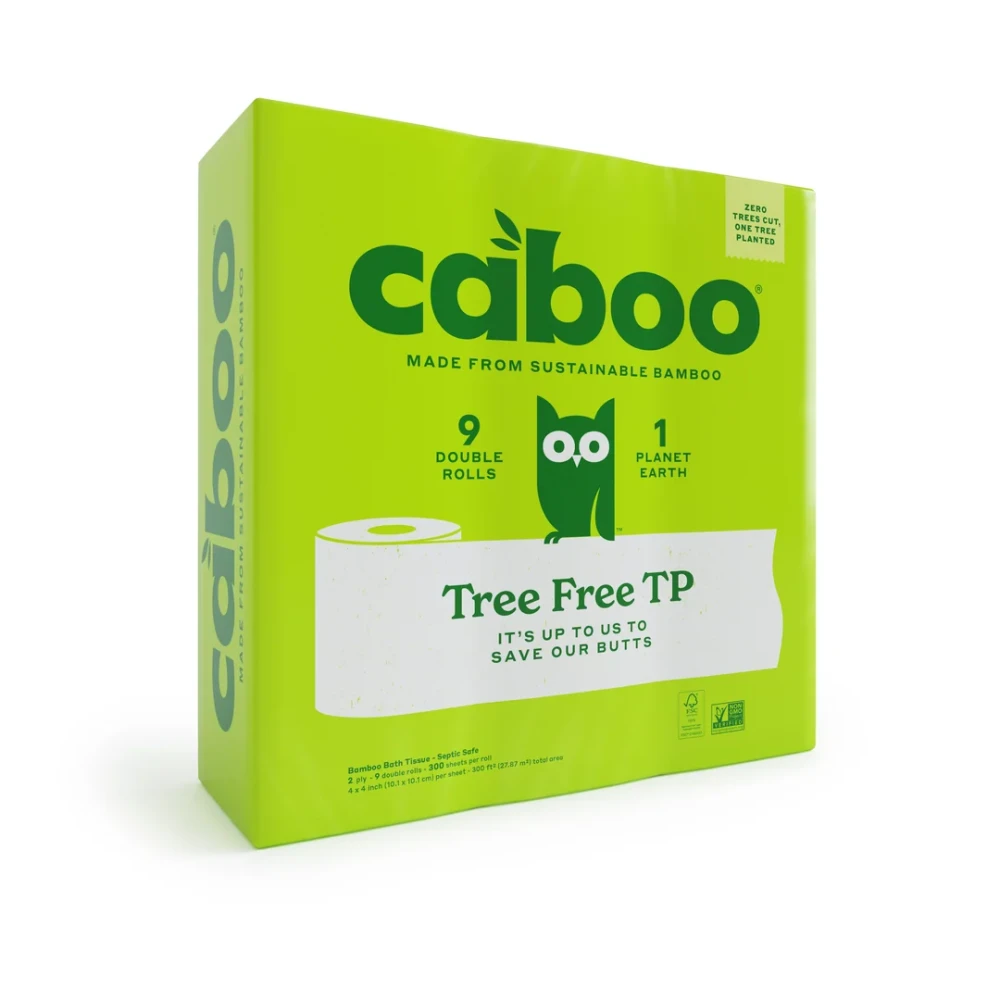 Rootz Organics Caboo Bamboo Bath Tissue, Pack of 9 (300 Sheets per Roll)