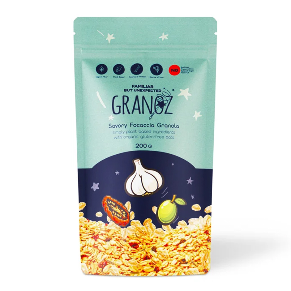 GRANOZ Savoury Focaccia Granola 200g | Rootz Organics