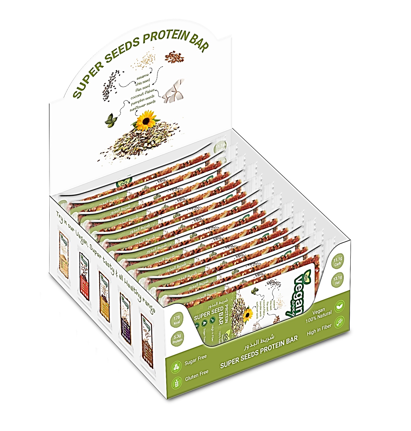 Protein Super Seed Bar Dispensers by Rootz Organics - 480Gm - Pack of 12