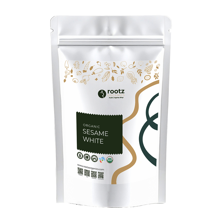 Organic  Sesame Seeds White 250g by Rootz Organics