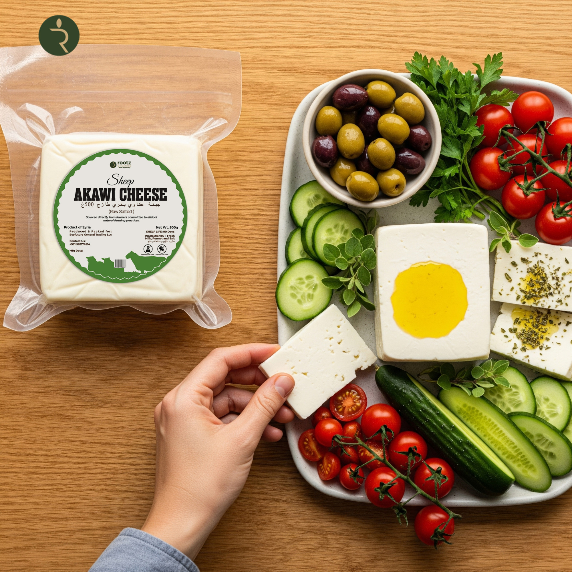 Premium Raw Salted Sheep Akawi Cheese – 500g | Traditional Arabic White Cheese