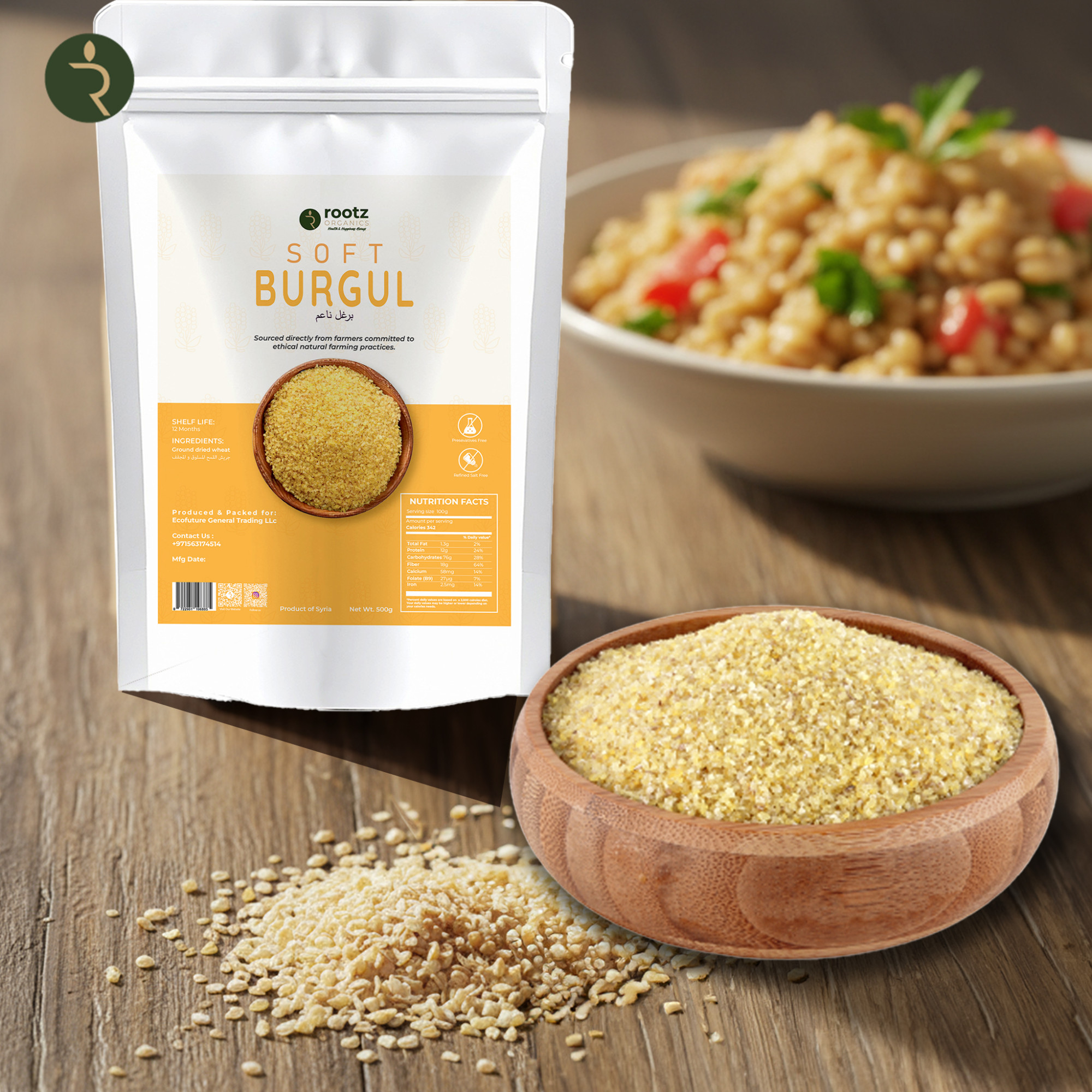 Premium Soft Bulgur Wheat 500g – Fine Cracked Wheat for Tabbouleh, Kibbeh & Healthy Cooking
