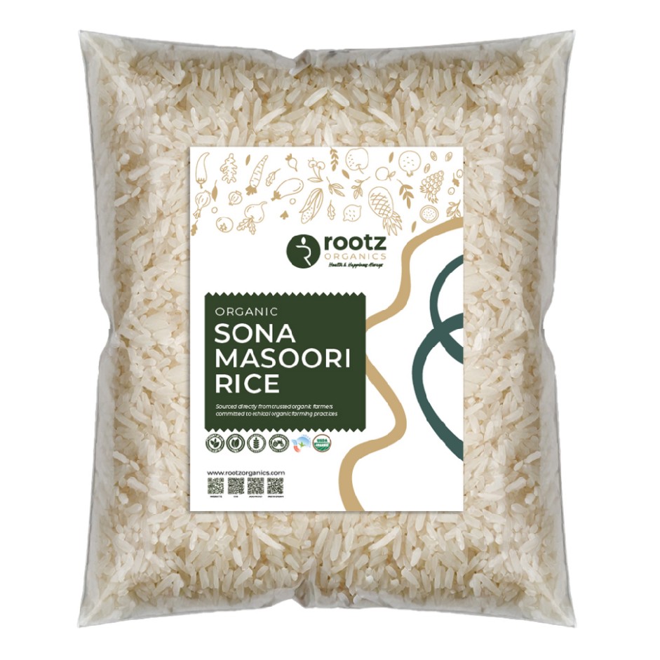 Organic White Rice Sonamasoori 3kg Bulk