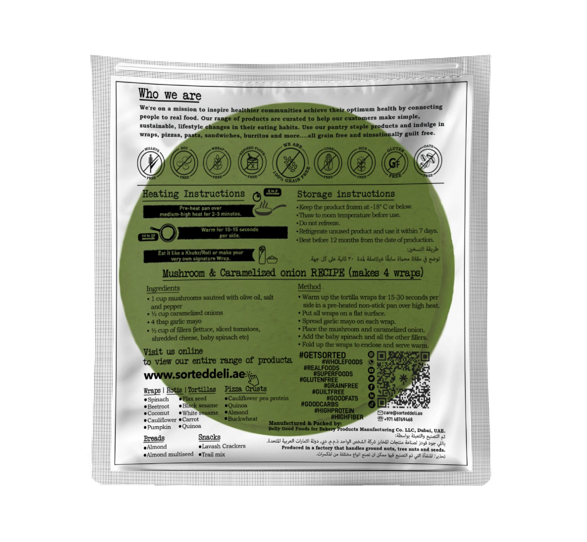 SPINACH WRAP W/ PEA PROTEIN- PACK OF 4 by Rootz Organics