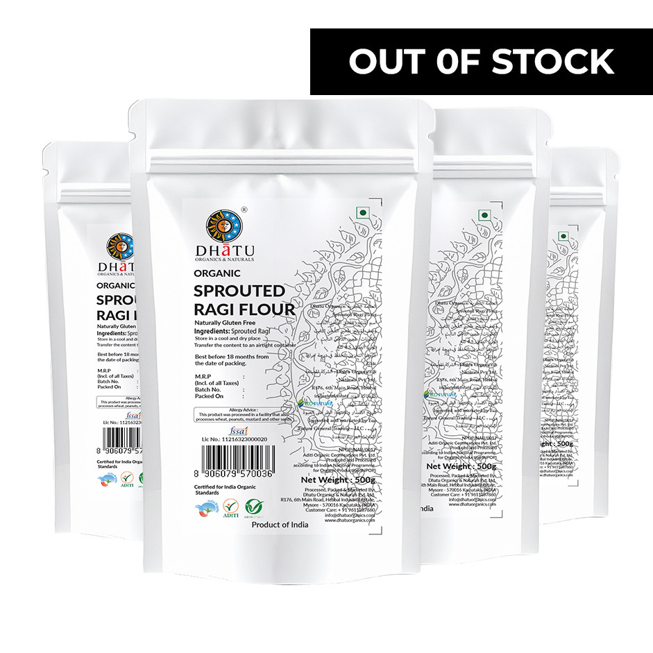 Organic Sprouted Ragi Flour 500g - Pack of 4