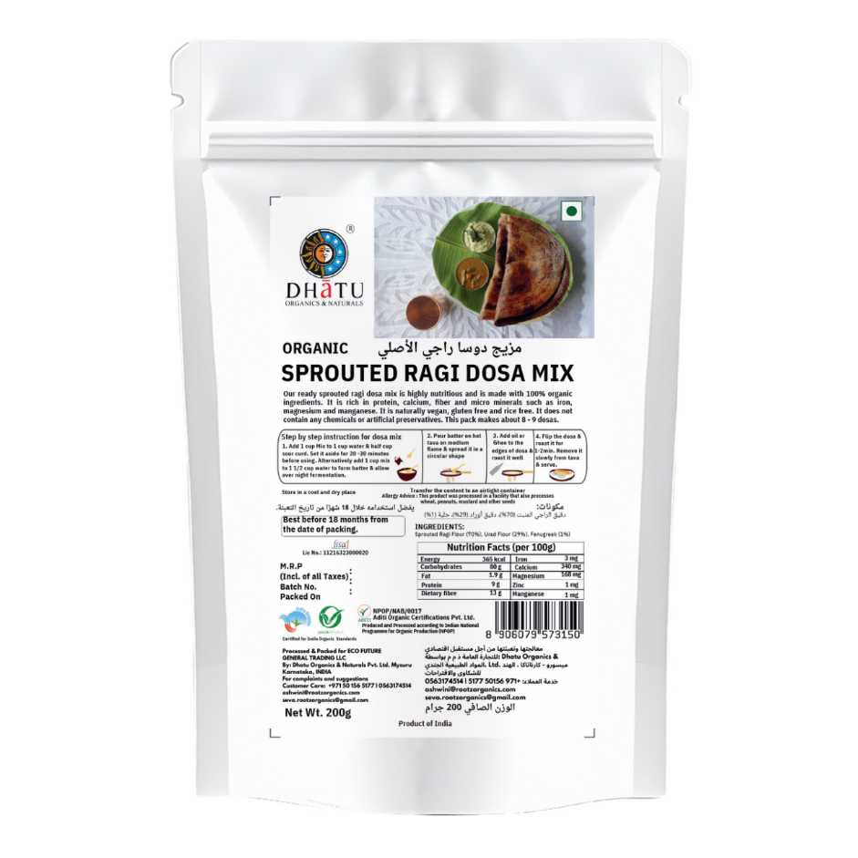 Organic Sprouted Ragi Dosa Mix - 200g  by Rootz Organics