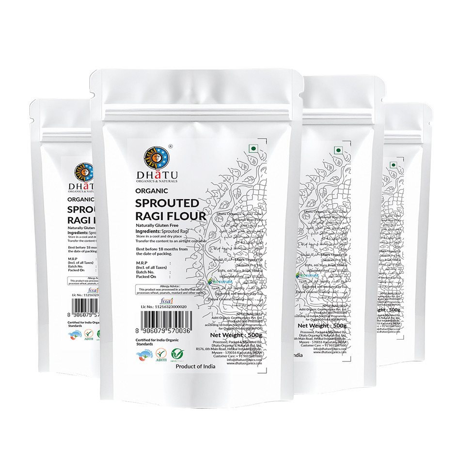 Organic Sprouted Ragi Flour 500g - Pack of 4
