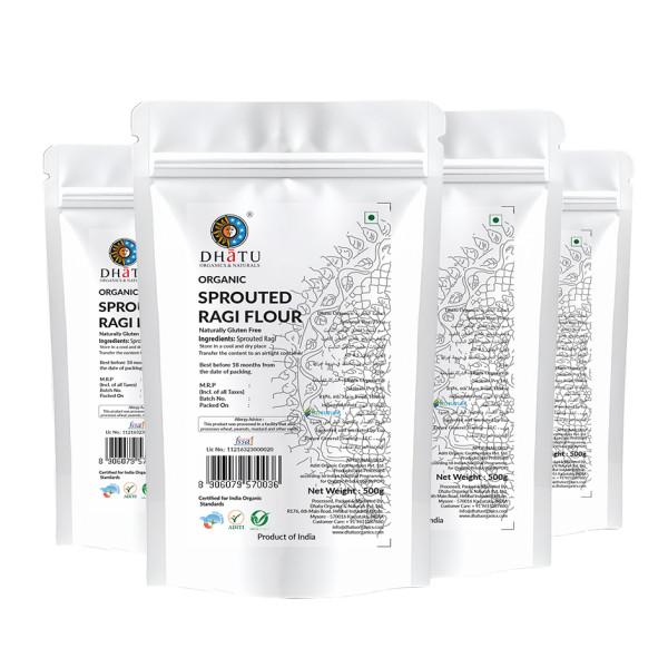 Image of Organic Sprouted Ragi Flour 500g - Pack of 4