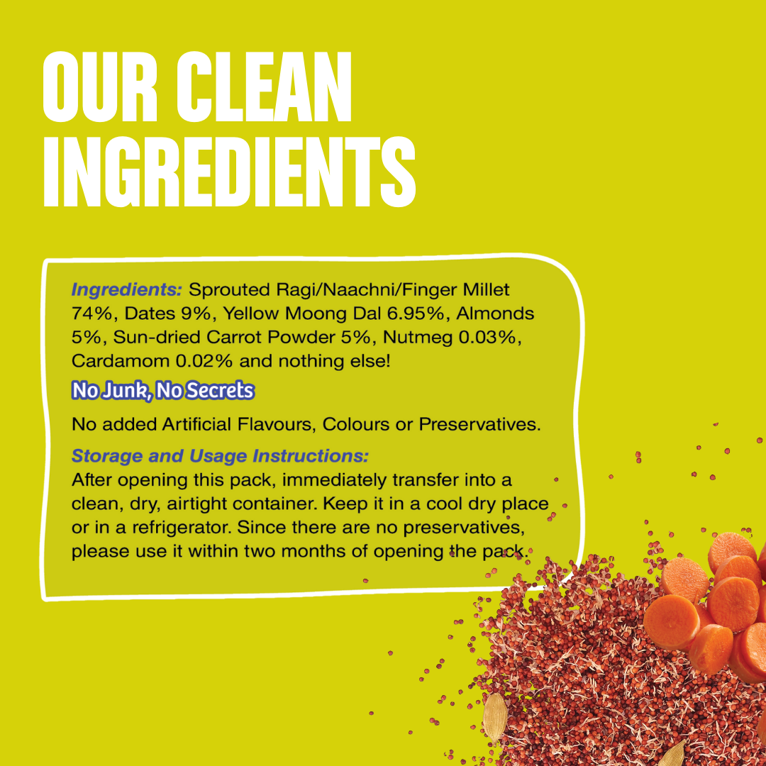 Early Foods-Sprouted Ragi Carrot Porridge Mix 200gm