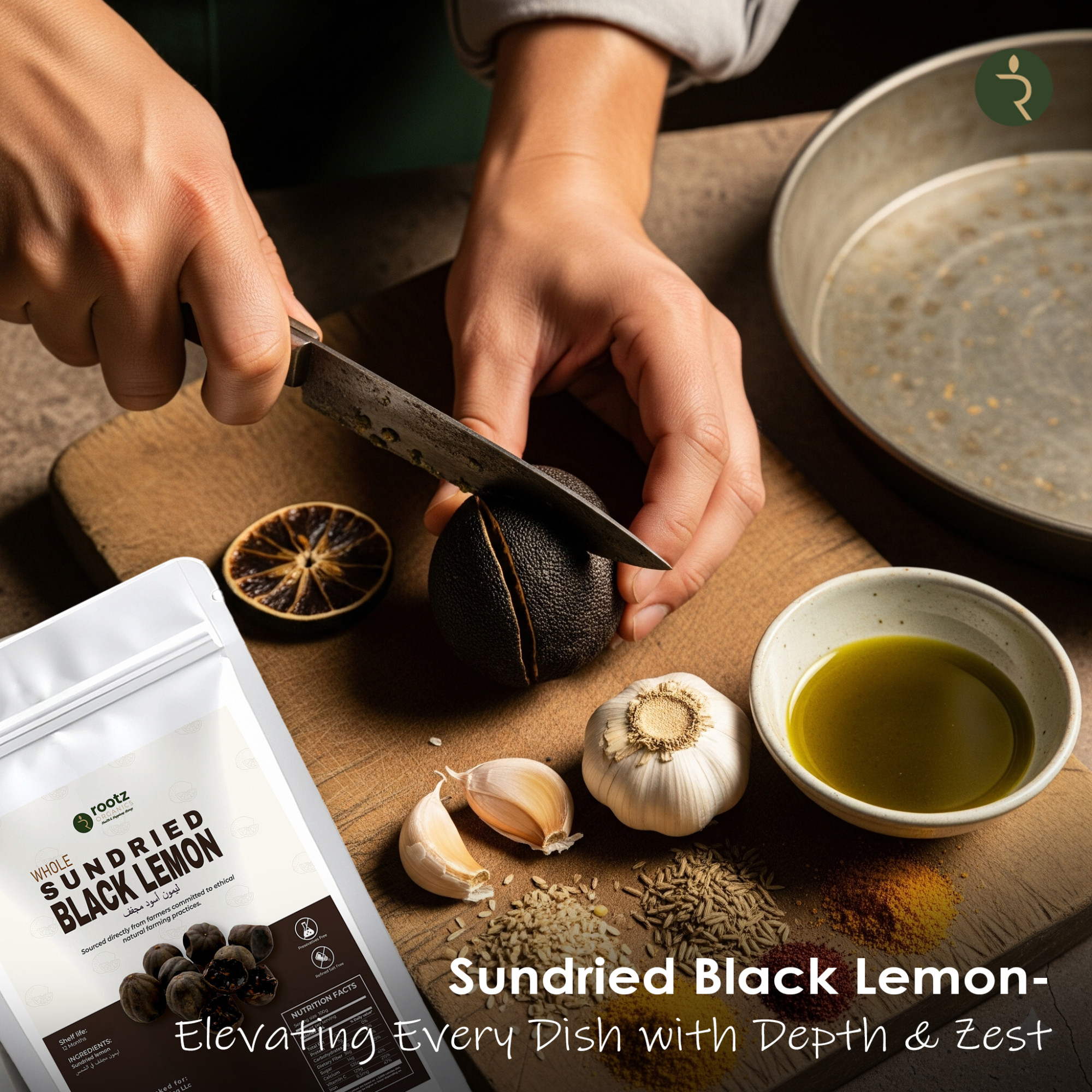Premium Sundried Black Lemon (Loomi Aswad) 250g – Whole Dried Black Lime for Rice, Stews & Emirati Cooking