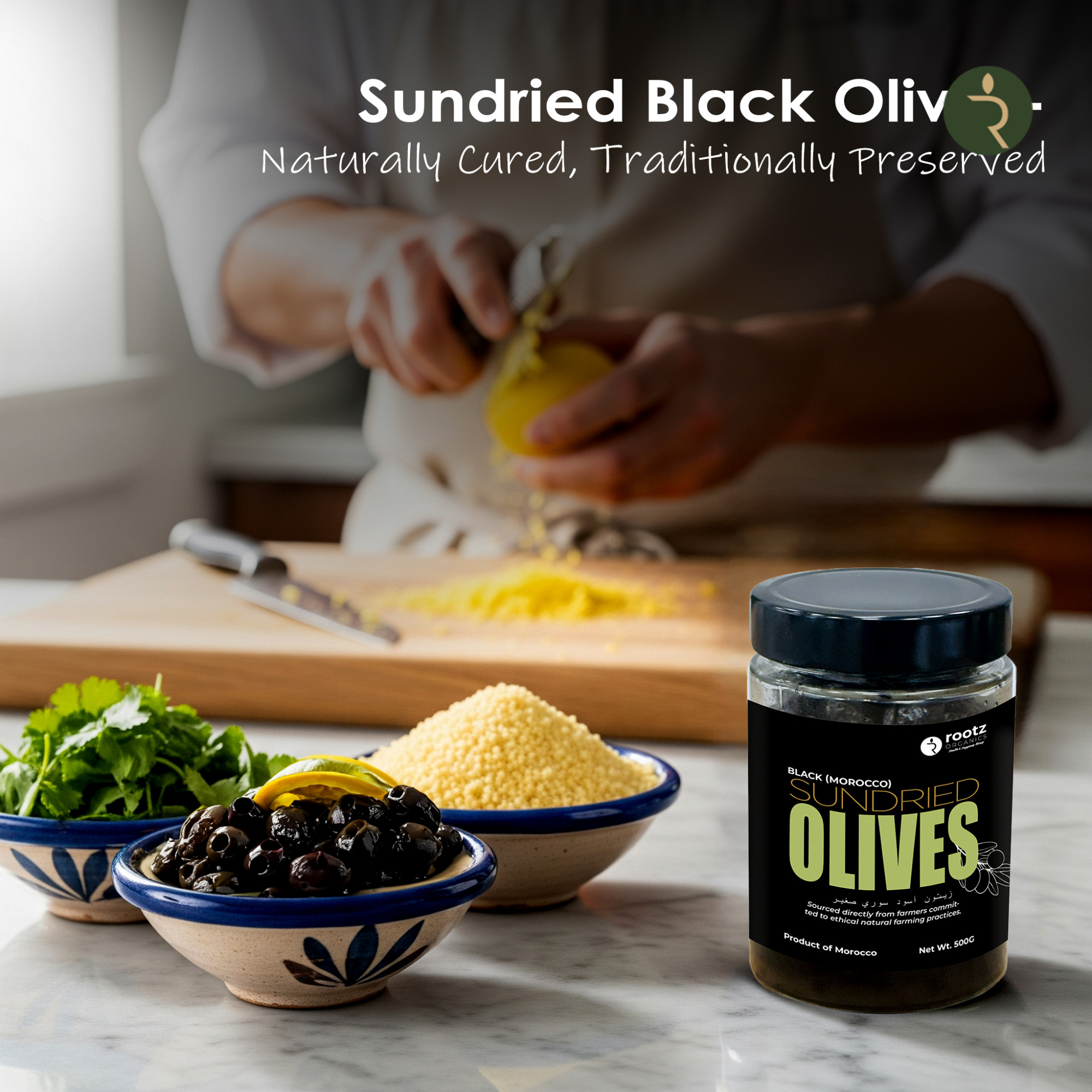 Sundried Moroccan Black Olives – 500g | Naturally Cured with Salt | Authentic Mediterranean Taste