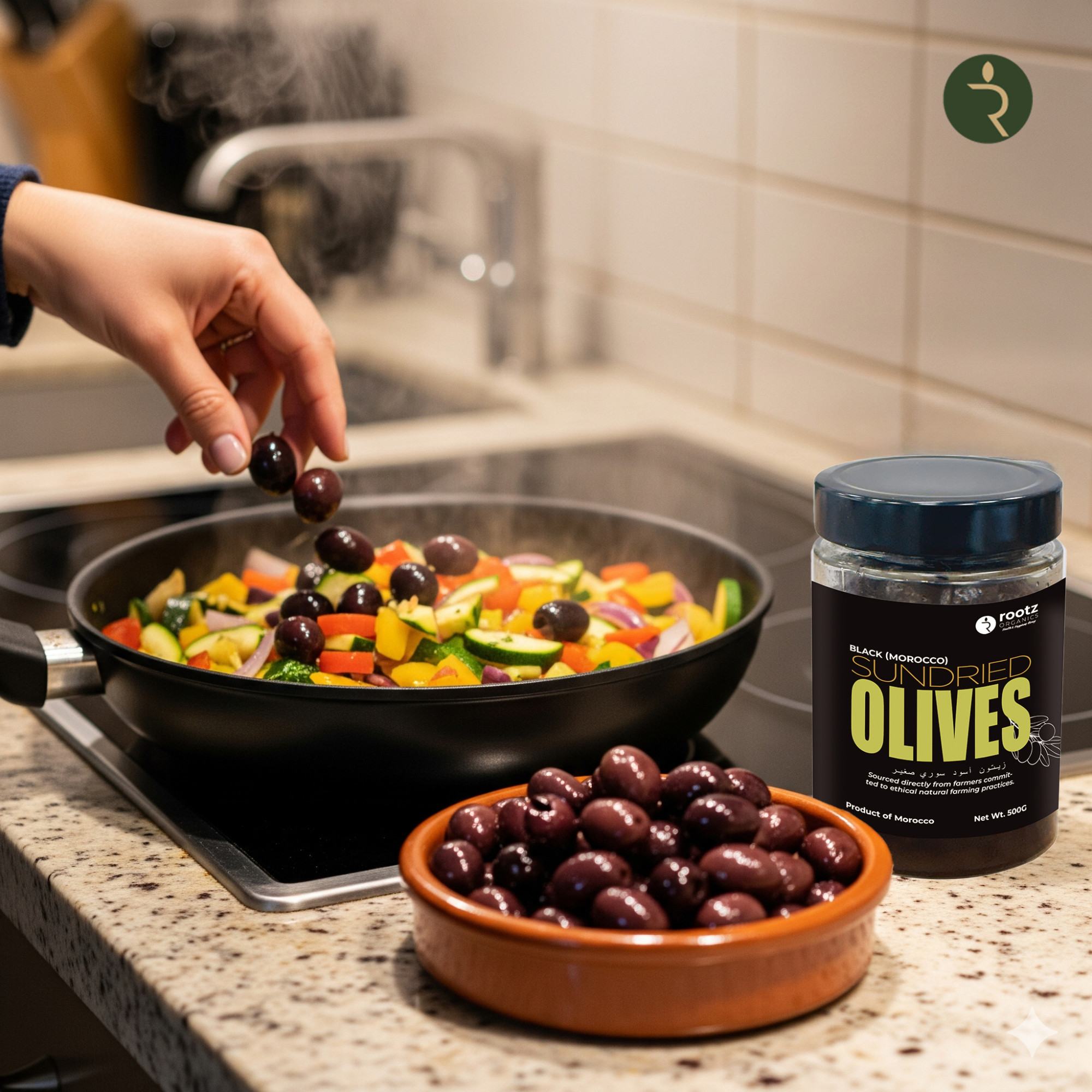 Sundried Moroccan Black Olives – 500g | Naturally Cured with Salt | Authentic Mediterranean Taste