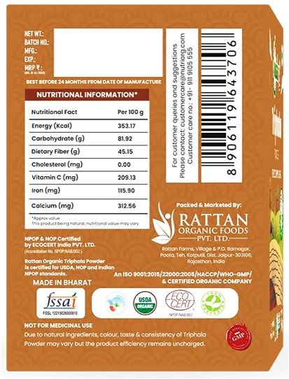 Nutriorg Triphala Powder 150g