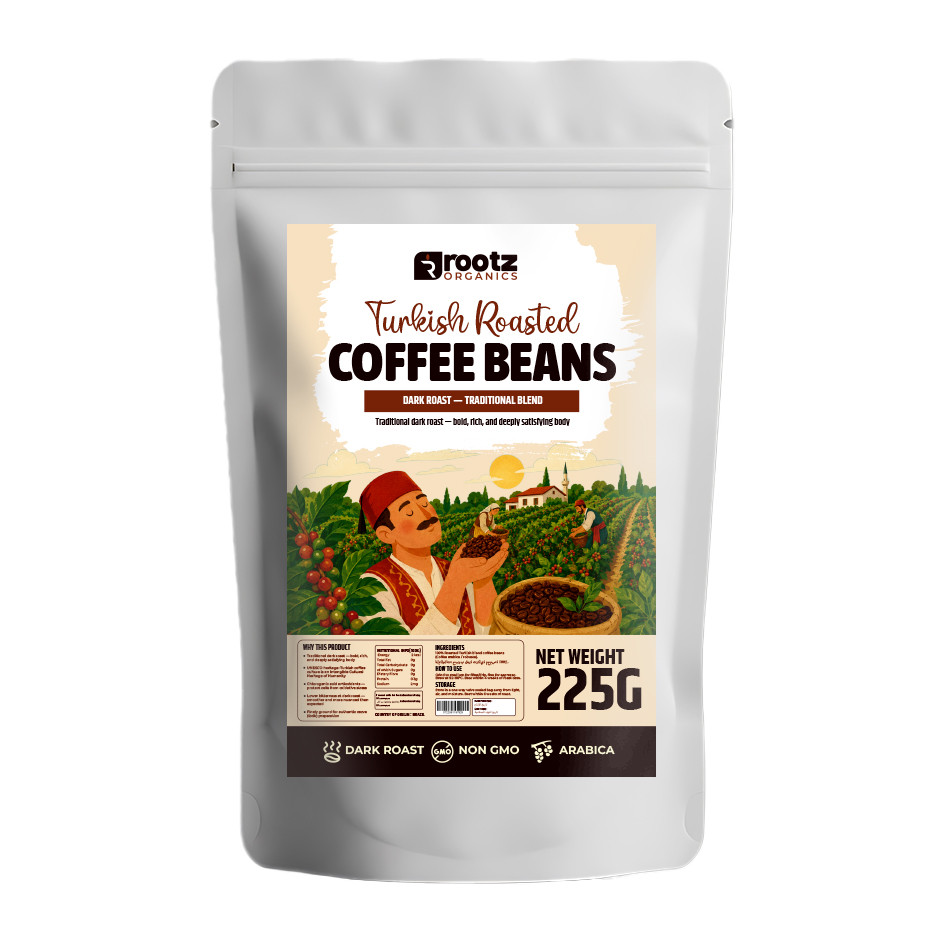 Turkish Roasted Coffee Bean — Dark Roast · 225g | Cezve-Ground | UNESCO Heritage | Rootz Naturals UAE