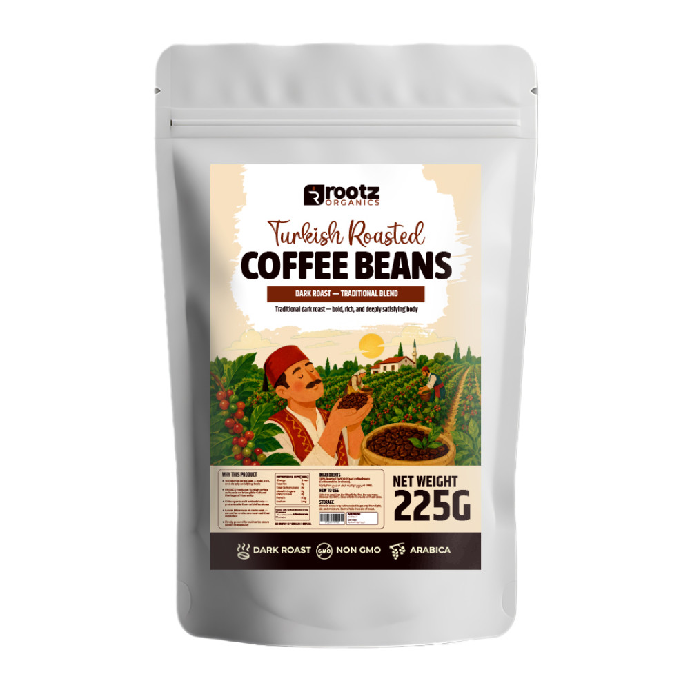 Turkish Roasted Coffee Bean — Dark Roast · 225g | Cezve-Ground | UNESCO Heritage | Rootz Naturals UAE