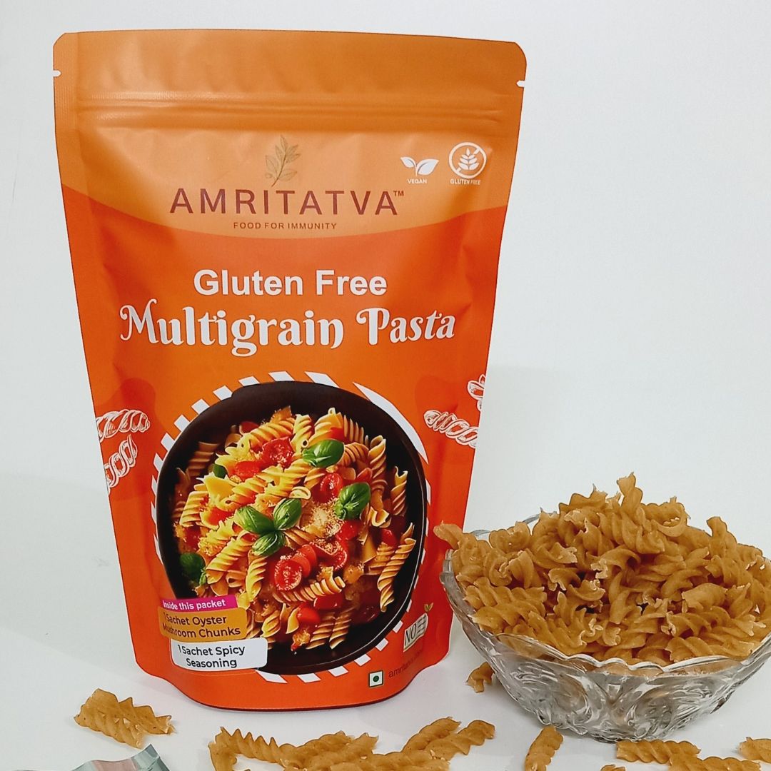 Amritatva Gluten-Free Multigrain Pasta with Spicy Seasoning and Oyster Mushroom Chunks 200gm by Rootz Organics