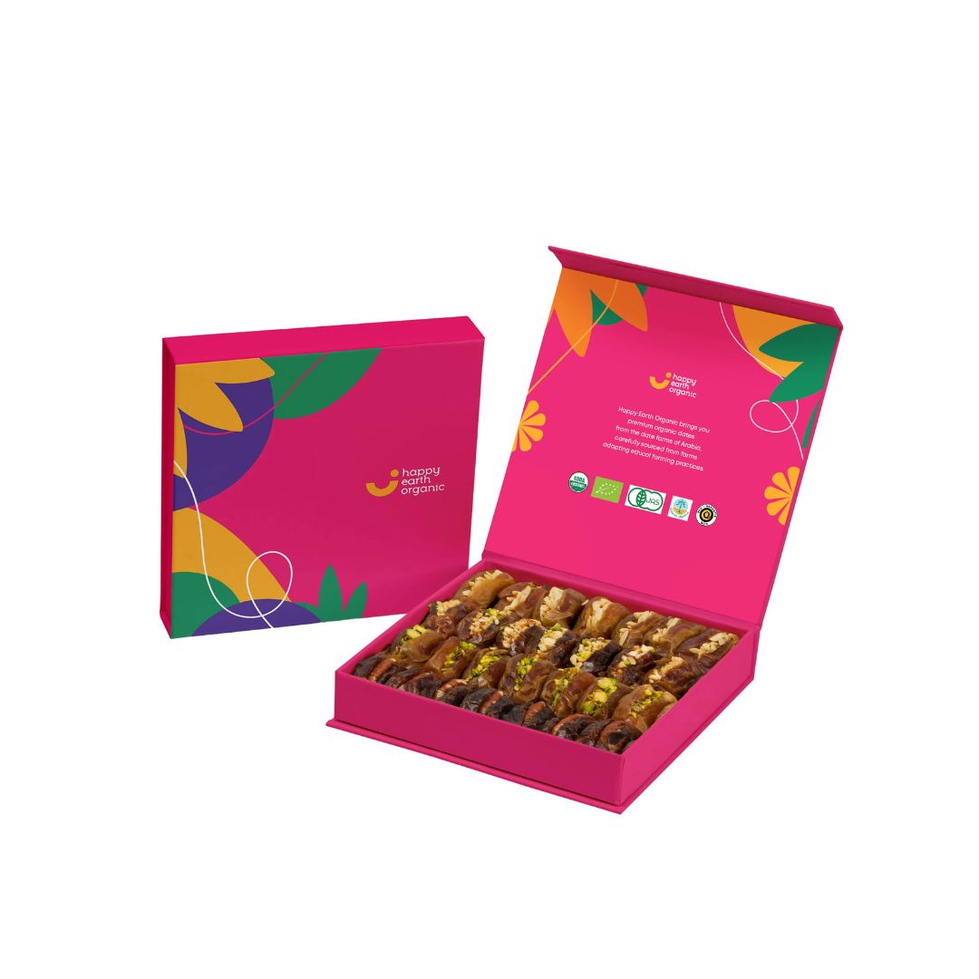 Organic Filled Dates Gift Box Vibrant Pink - 500 g