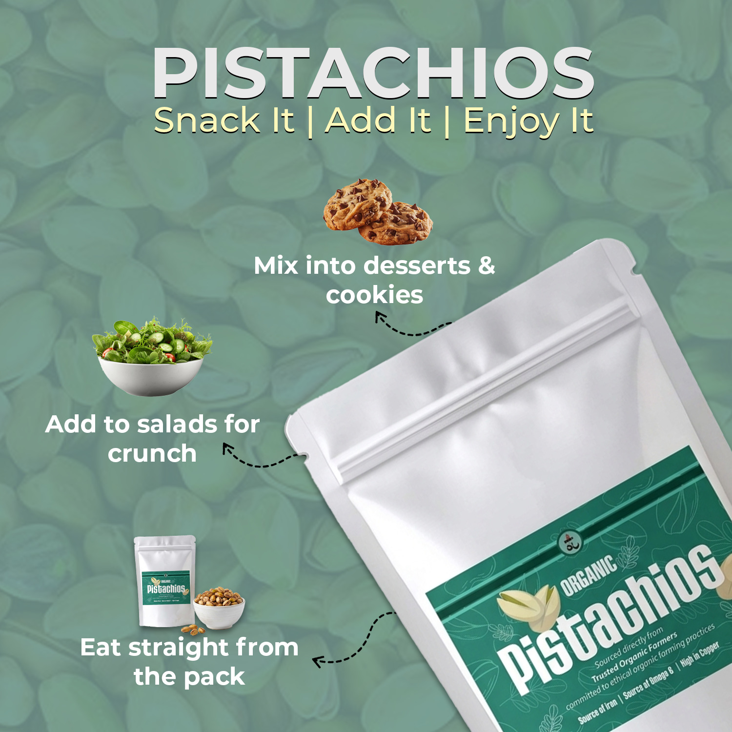 Organic Pistachios Green 250g