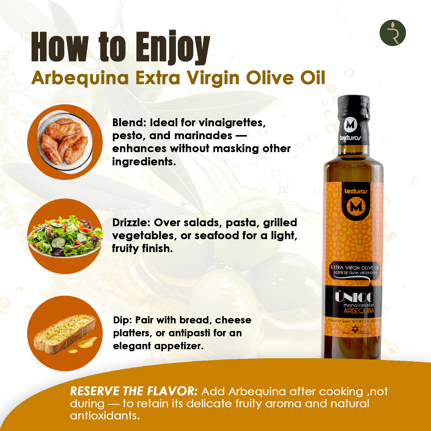 Texturas Arbequina Extra Virgin Olive Oil 250ml – Early Harvest Spanish EVOO