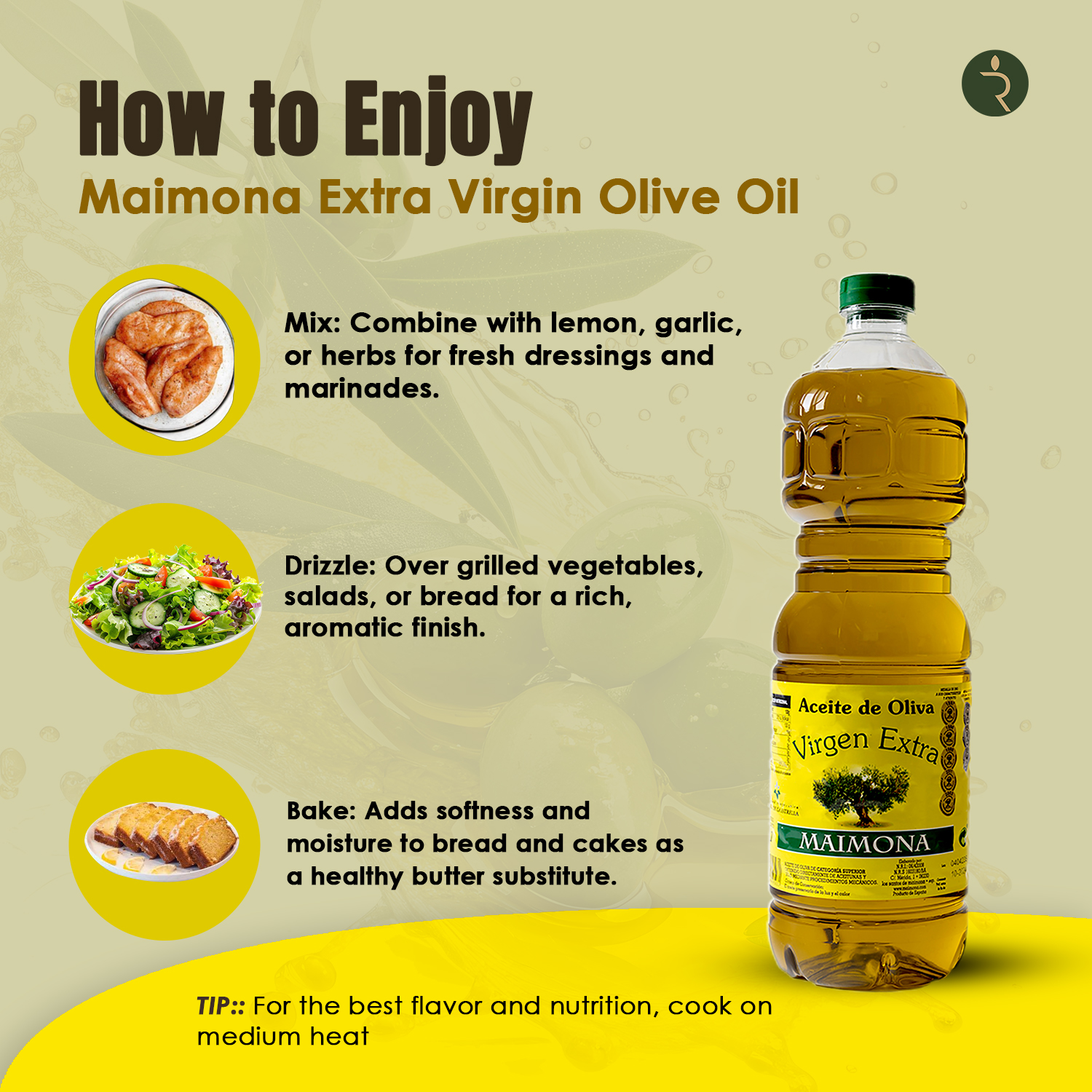Maimona Extra Virgin Olive Oil 1L – Award-Winning Spanish EVOO in PET Bottle