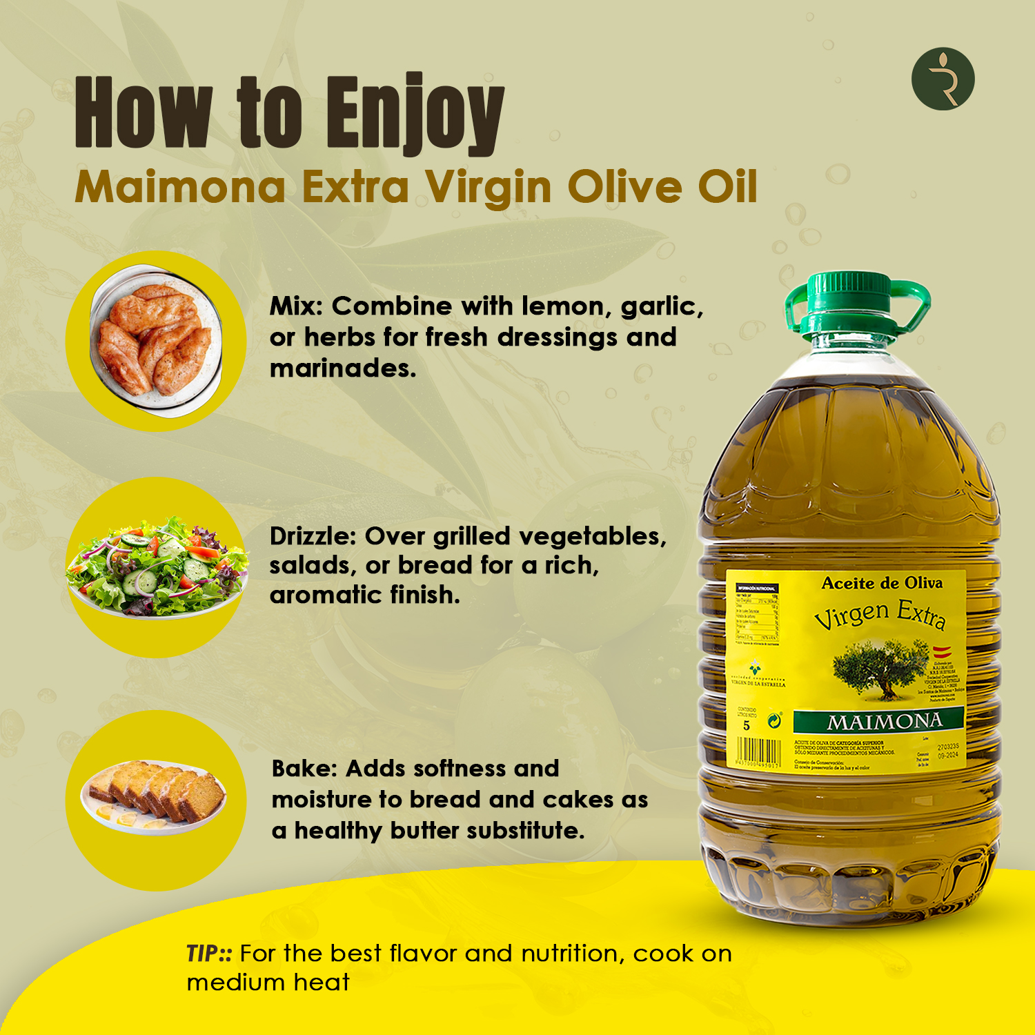 Maimona Extra Virgin Olive Oil 5L – Award-Winning Spanish EVOO in PET Bottle