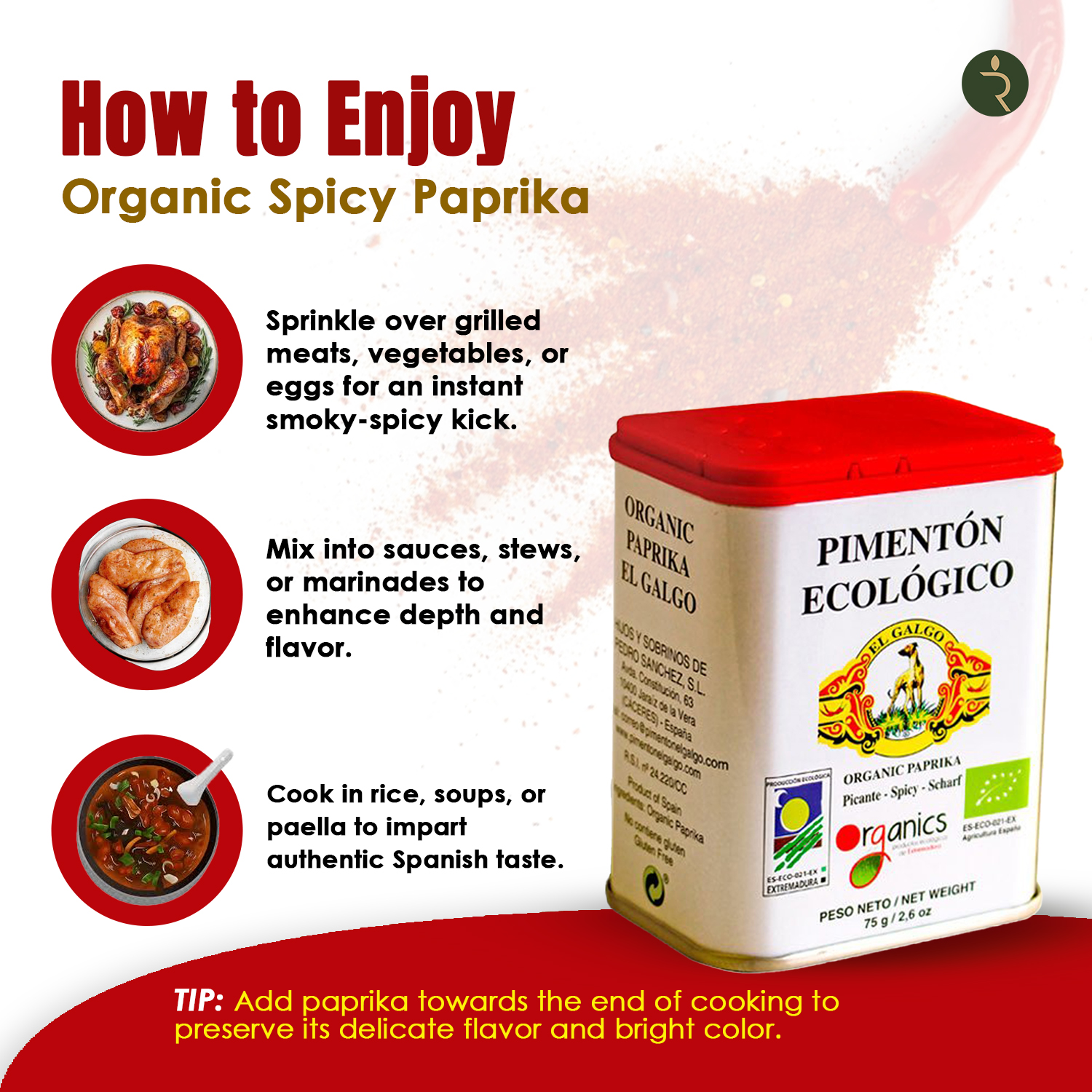 El Galgo Organic Smoked Paprika 75g – Premium Spanish Spice