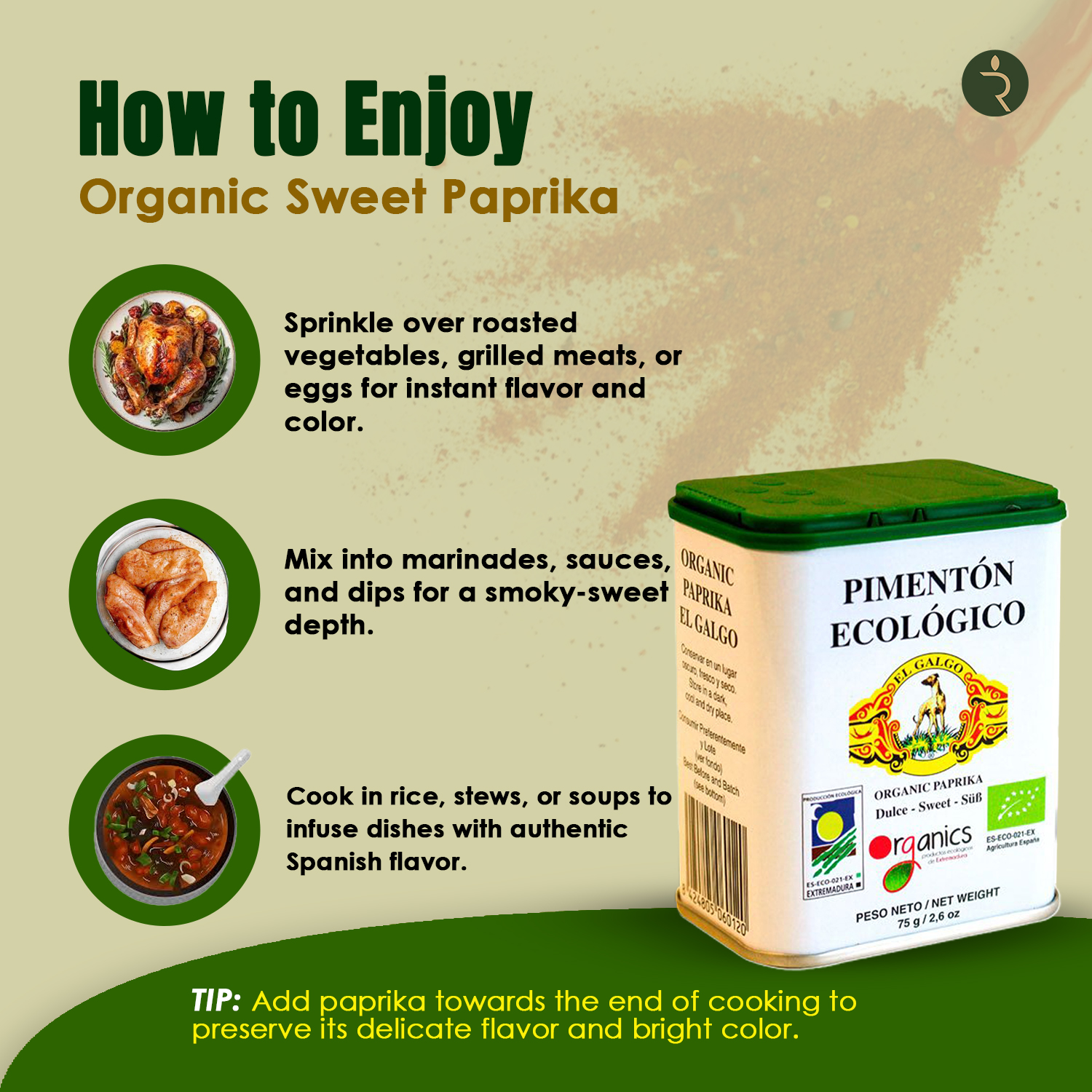 El Galgo Organic Sweet Paprika 75g – Authentic Spanish Smoked Paprika Powder