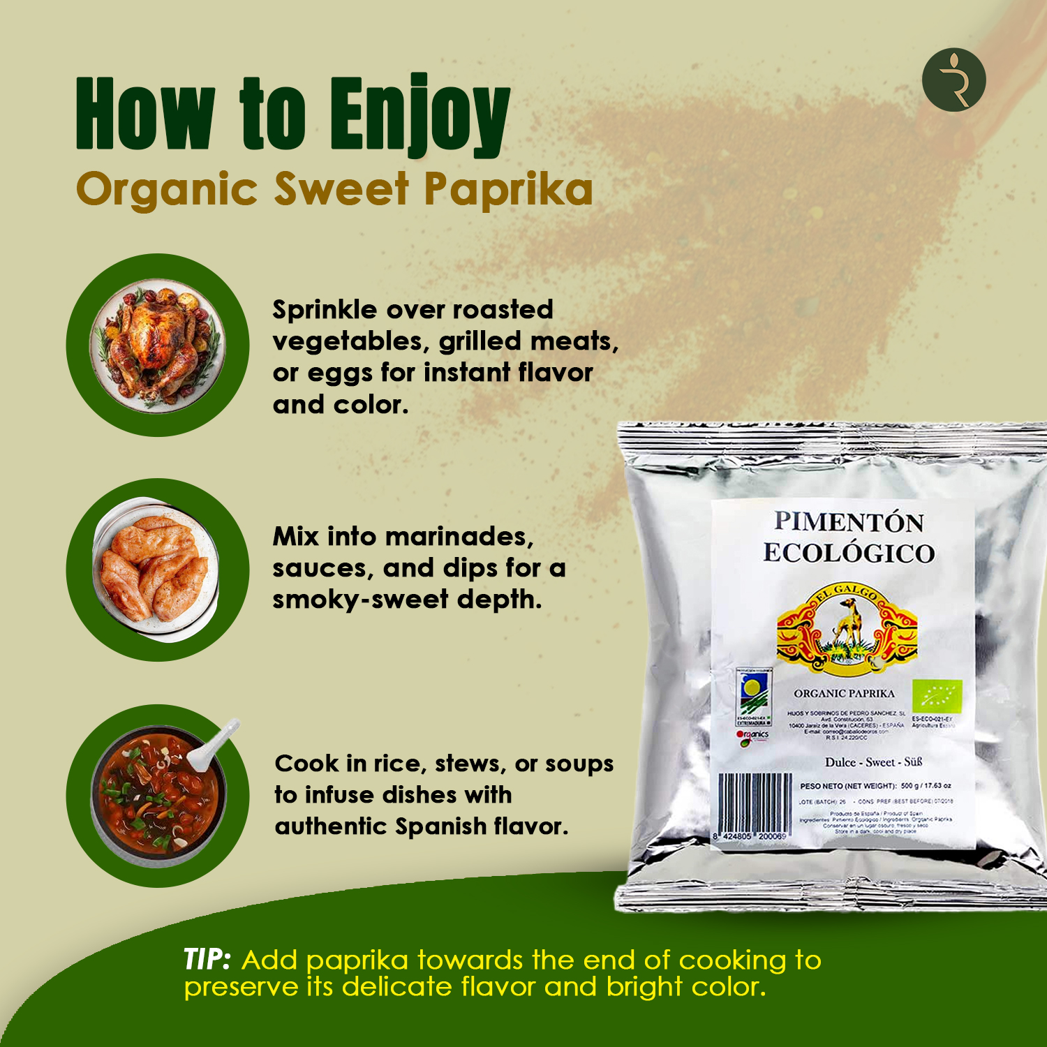 El Galgo Organic Sweet Paprika 500g Refill Pouch – Premium Spanish Spice UAE