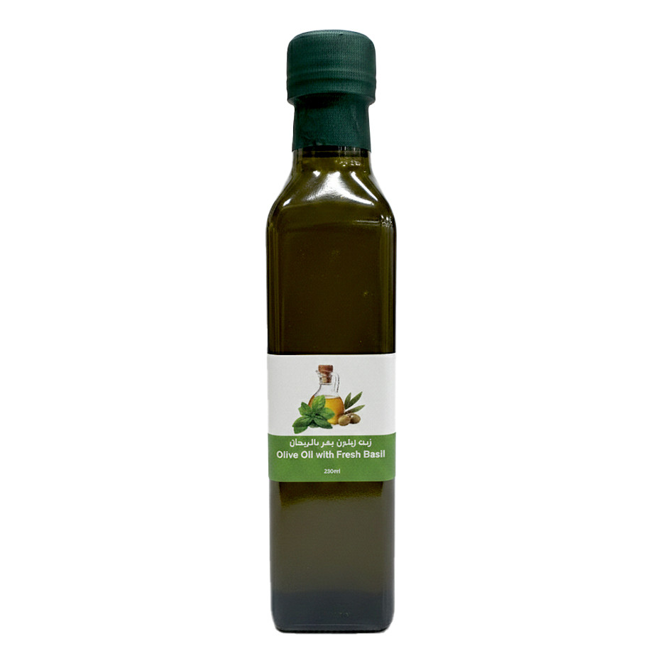 Virgin Olive Oil with Basil – Premium Mediterranean Infused Oil-250ml