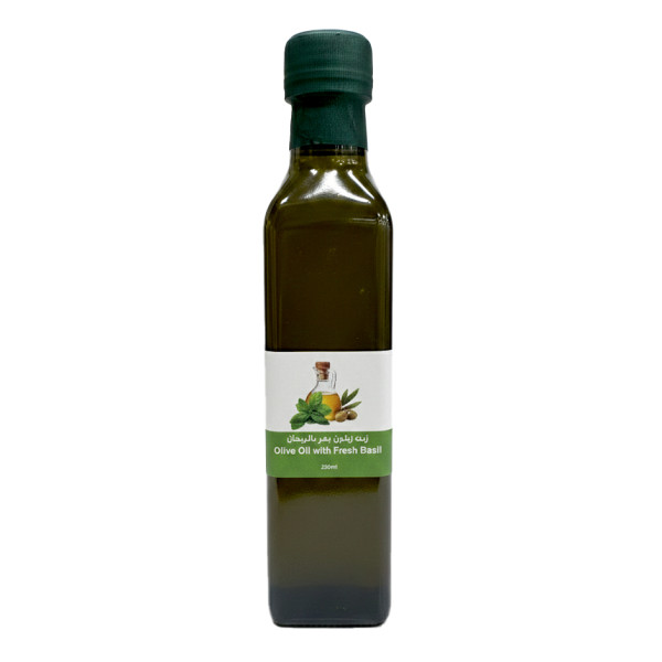 Image of Virgin Olive Oil with Basil – Premium Mediterranean Infused Oil-250ml