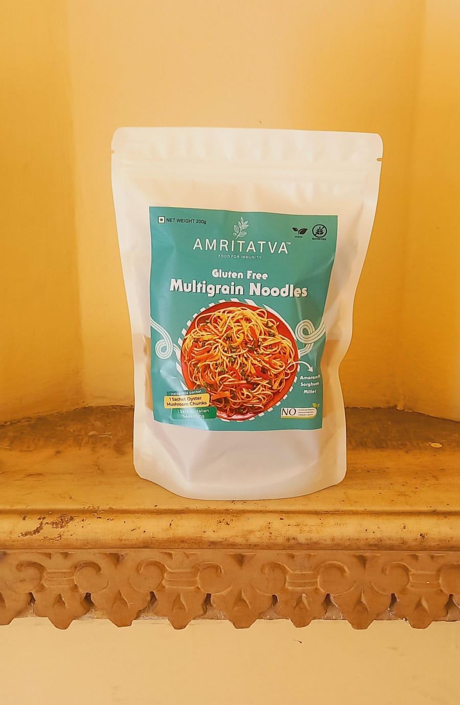 Amritatva Gluten-Free Multigrain Noodles with Italian Seasoning and Oyster Mushroom Chunks 200gm by Rootz Organics
