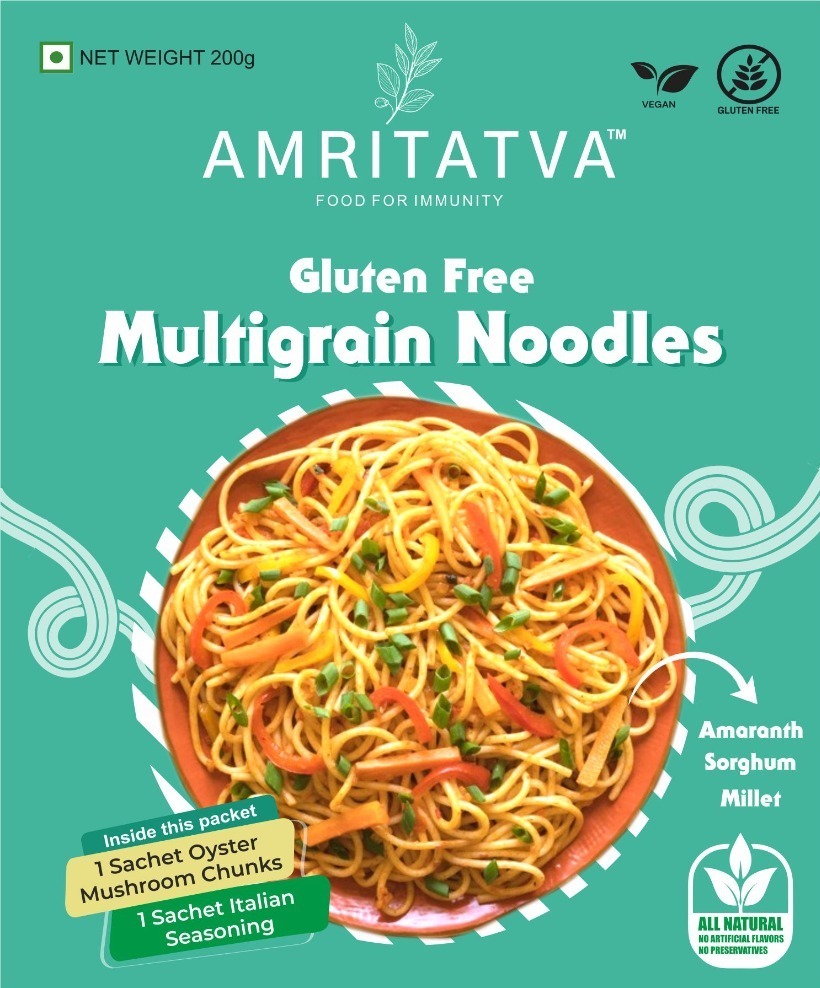 Amritatva Gluten-Free Multigrain Noodles with Italian Seasoning and Oyster Mushroom Chunks 200gm by Rootz Organics