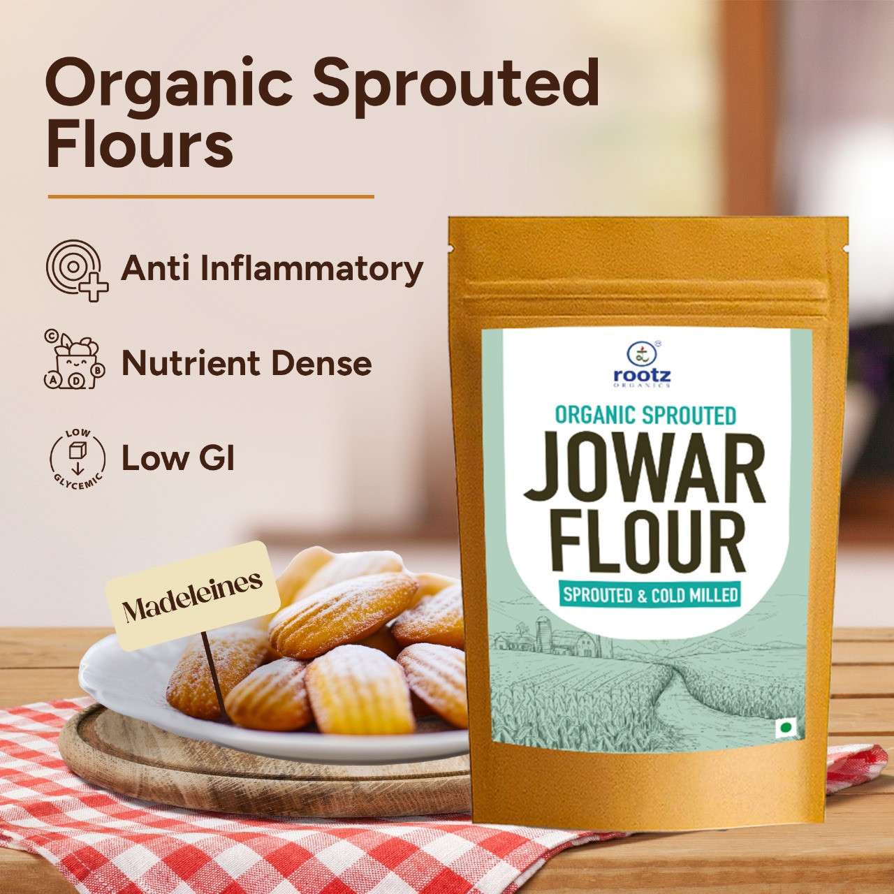 Organic Sprouted Jowar (Sorghum) Flour - 500gm