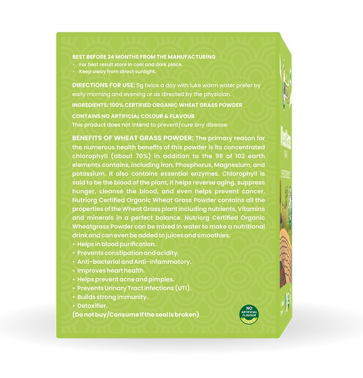 Nutriorg Certified Organic Wheatgrass powder 75g