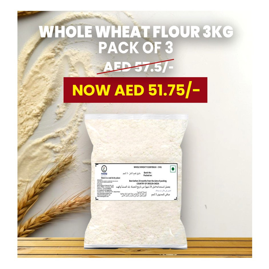 Whole Wheat Flour 3kg (Pack of 2)