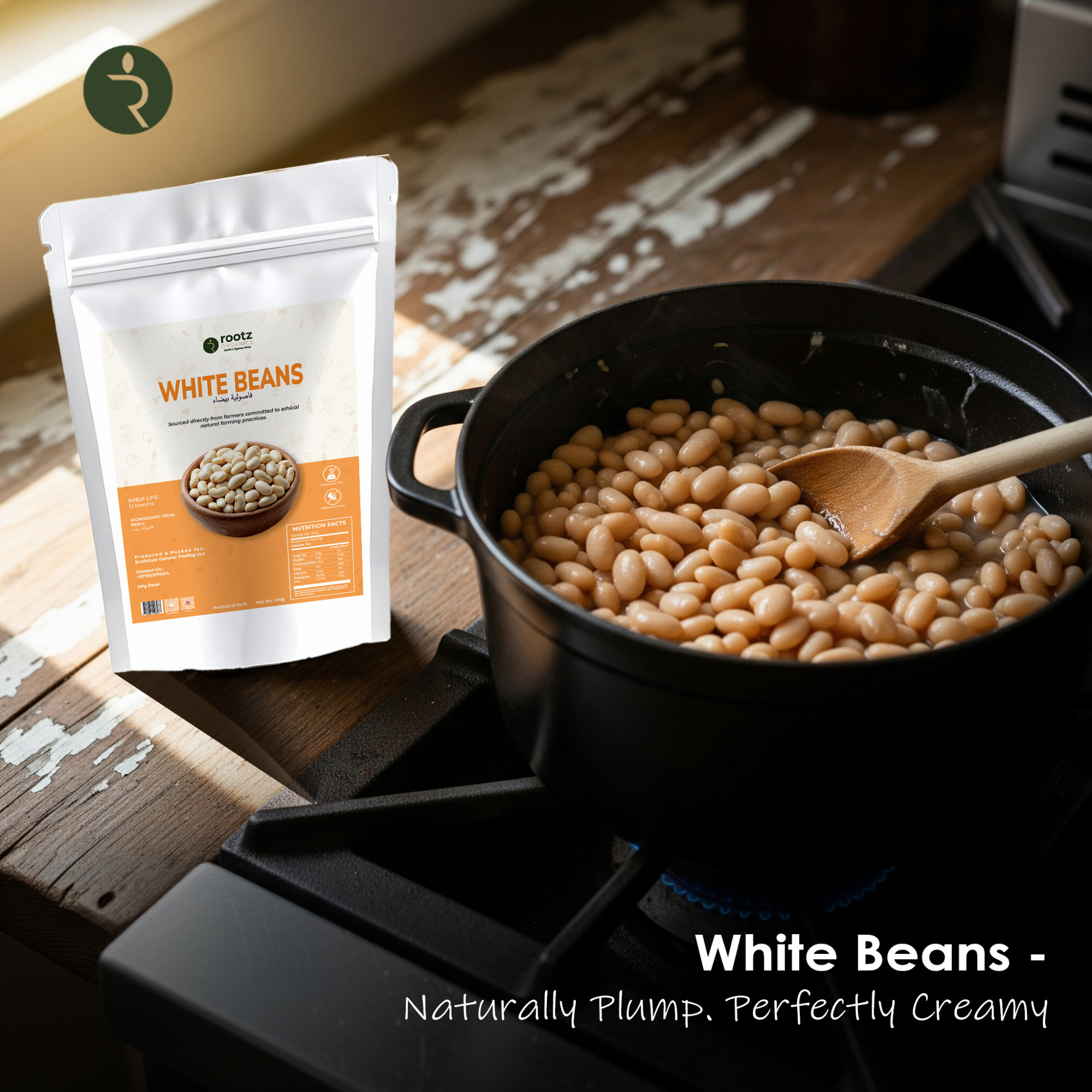 Organic White Beans 500g | لوبيا بيضاء سورية عضوية