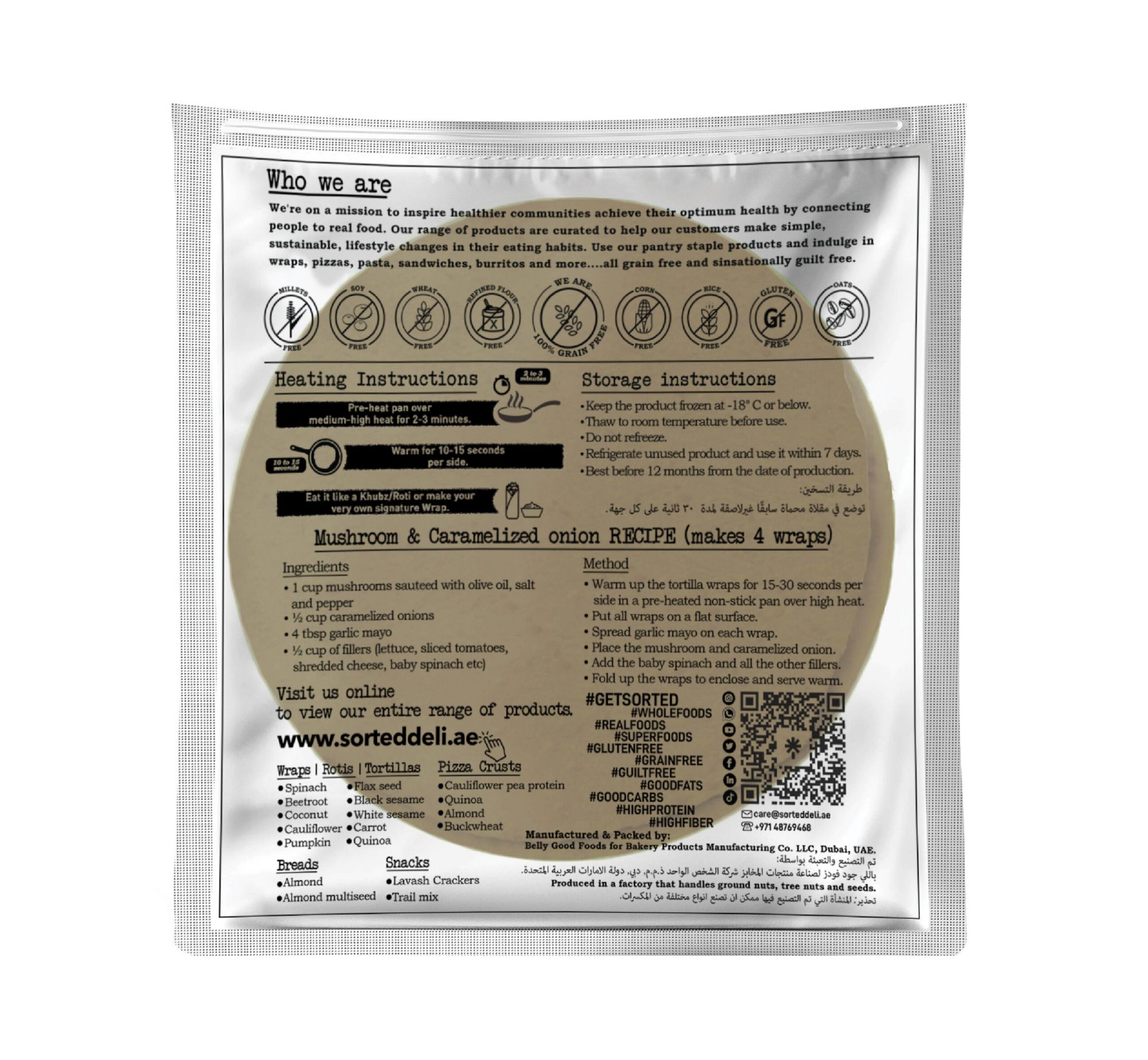 White Sesame Wrap W/ PEA PROTEIN - PACK OF 4 by Rootz Organics