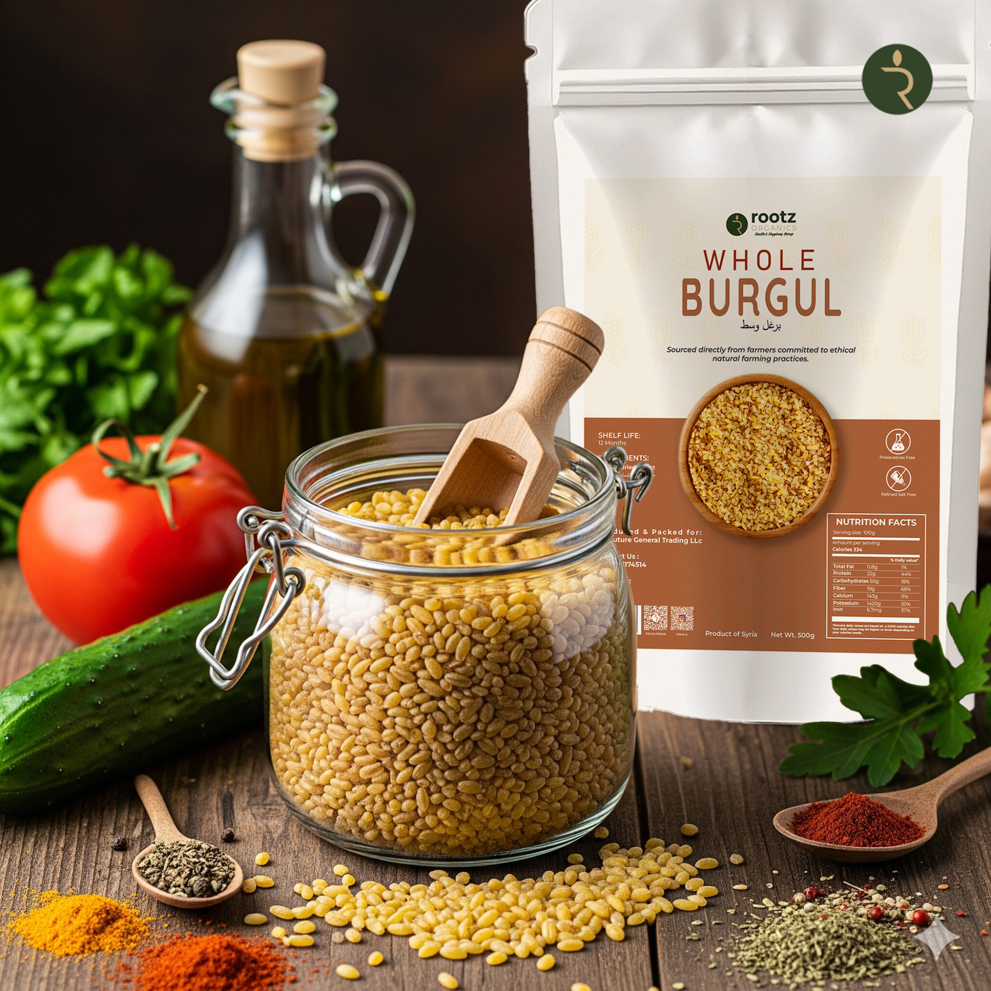 Premium Whole Bulgur Wheat 500g – Coarse Cracked Wheat for Pilafs, Stews & Traditional Cooking
