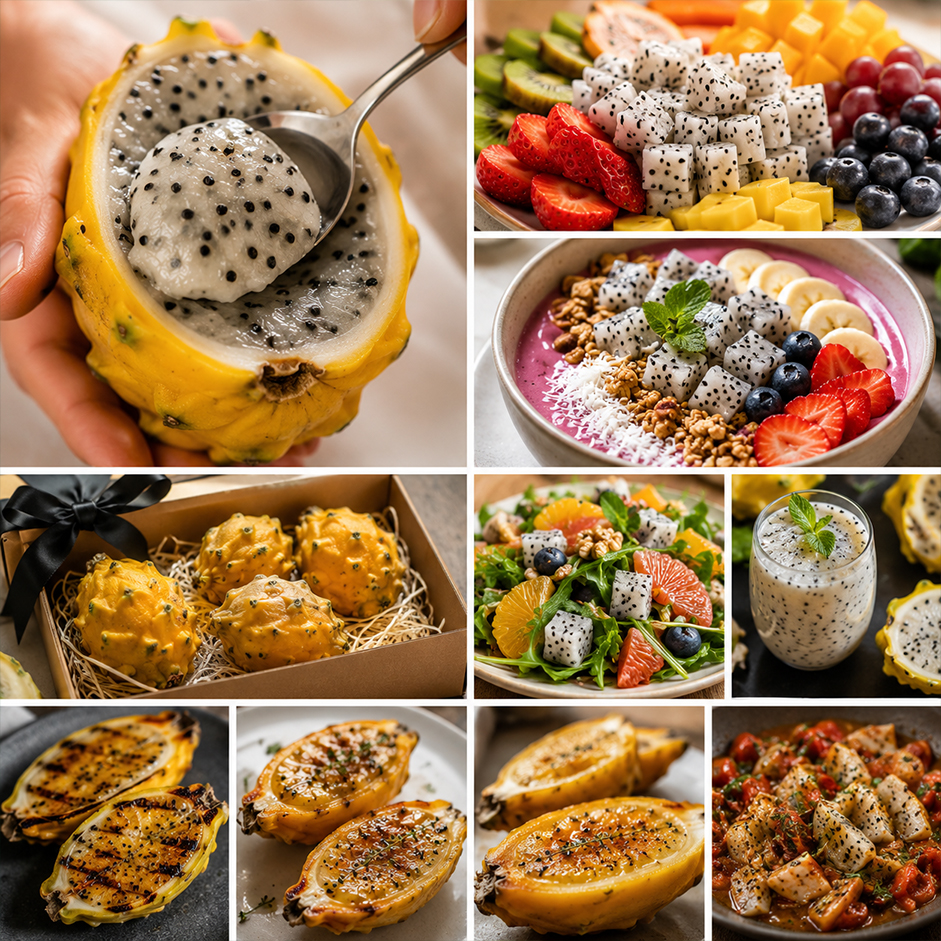 Rootz Organics Yellow Dragon Fruit (Pitahaya) 200-250g — Sweetest Pitaya, Air-Flown from Colombia