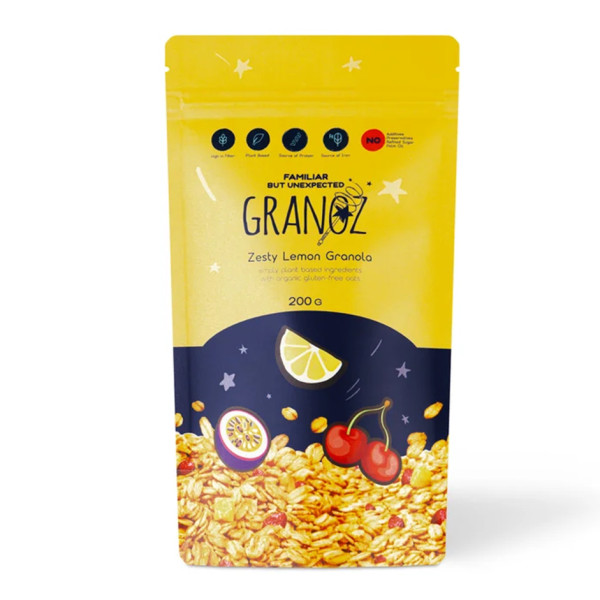 Image of GRANOZ Zesty Lemon Granola with Dried Mango 200g | Rootz Organics