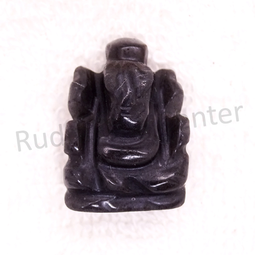 Black Obsidian Ganesha Idol