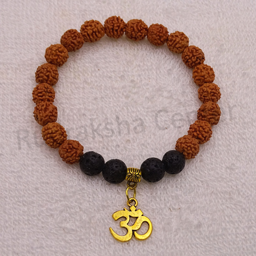 Rudraksha Lava Bracelet with OM Hanging