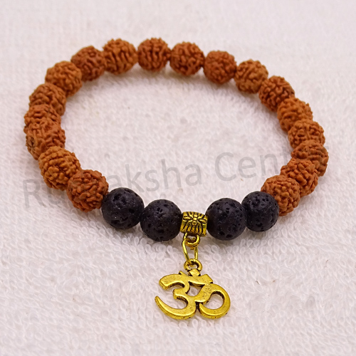 Rudraksha Lava Bracelet with OM Hanging