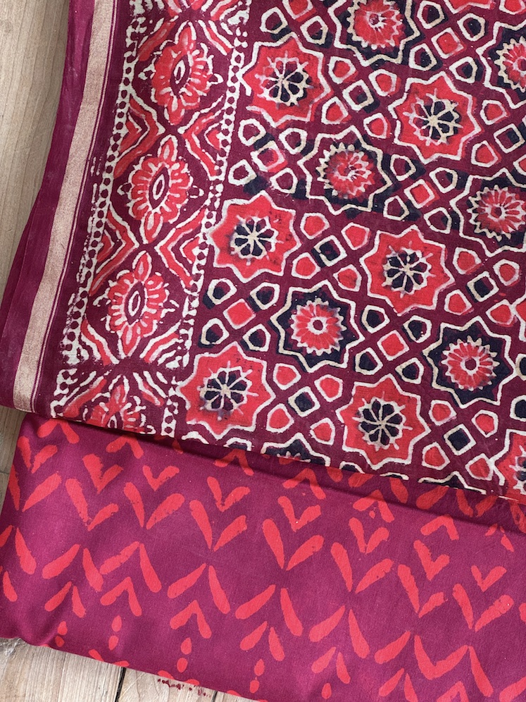 Handblocked chanderi suit 1