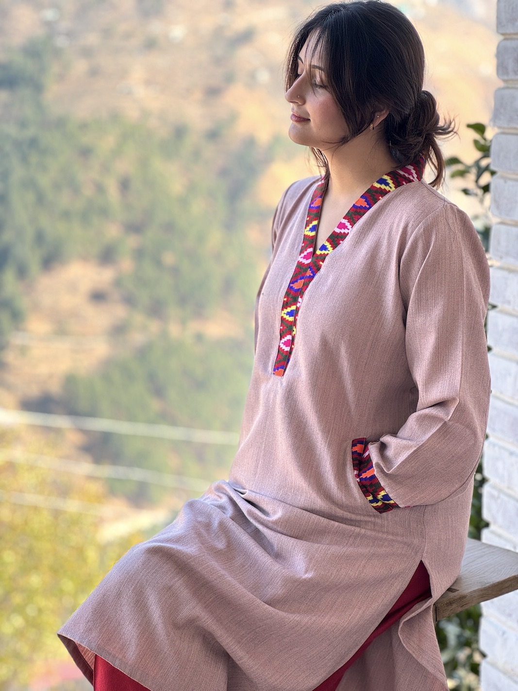 Pink Himachali kurta