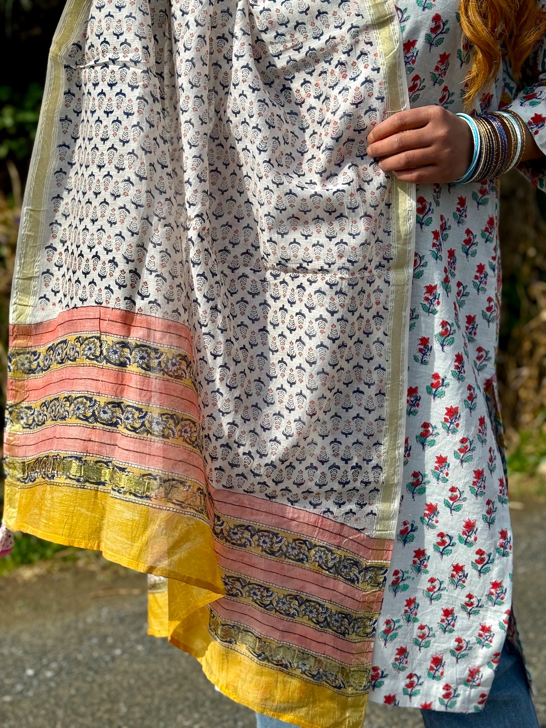 Ivory chanderi dupatta