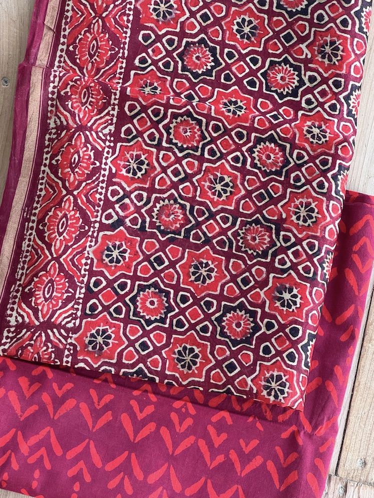 Handblocked chanderi suit 1